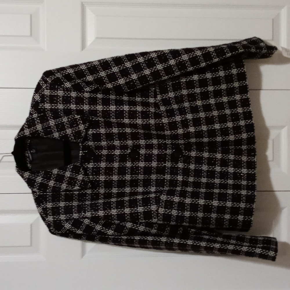 Black and White Plaid Dress Jacket